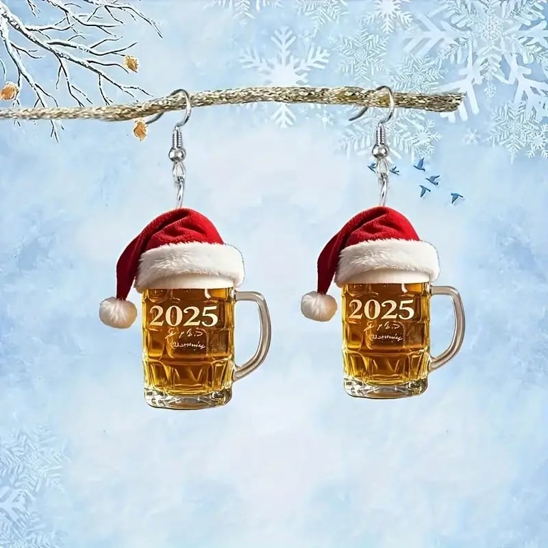 🎅🍺2025 Christmas Beer Cup Earrings