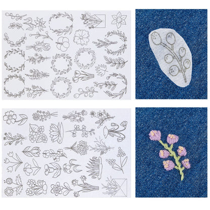 Water Soluble Flower Patterns for Embroidery (50 Pcs/Set)