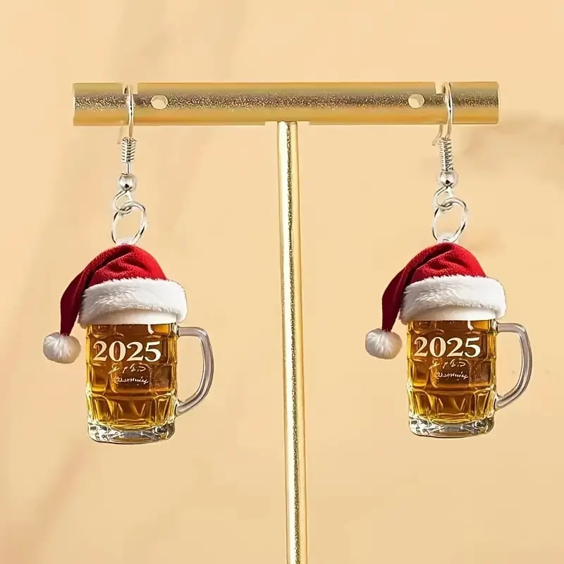 🎅🍺2025 Christmas Beer Cup Earrings
