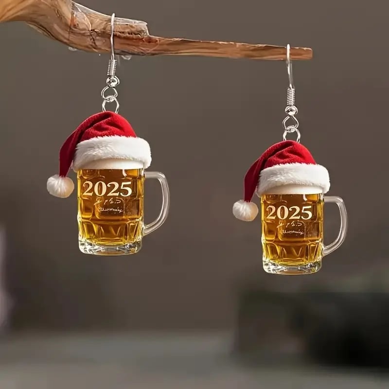 🎅🍺2025 Christmas Beer Cup Earrings