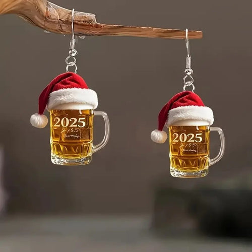 🎅🍺2025 Christmas Beer Cup Earrings