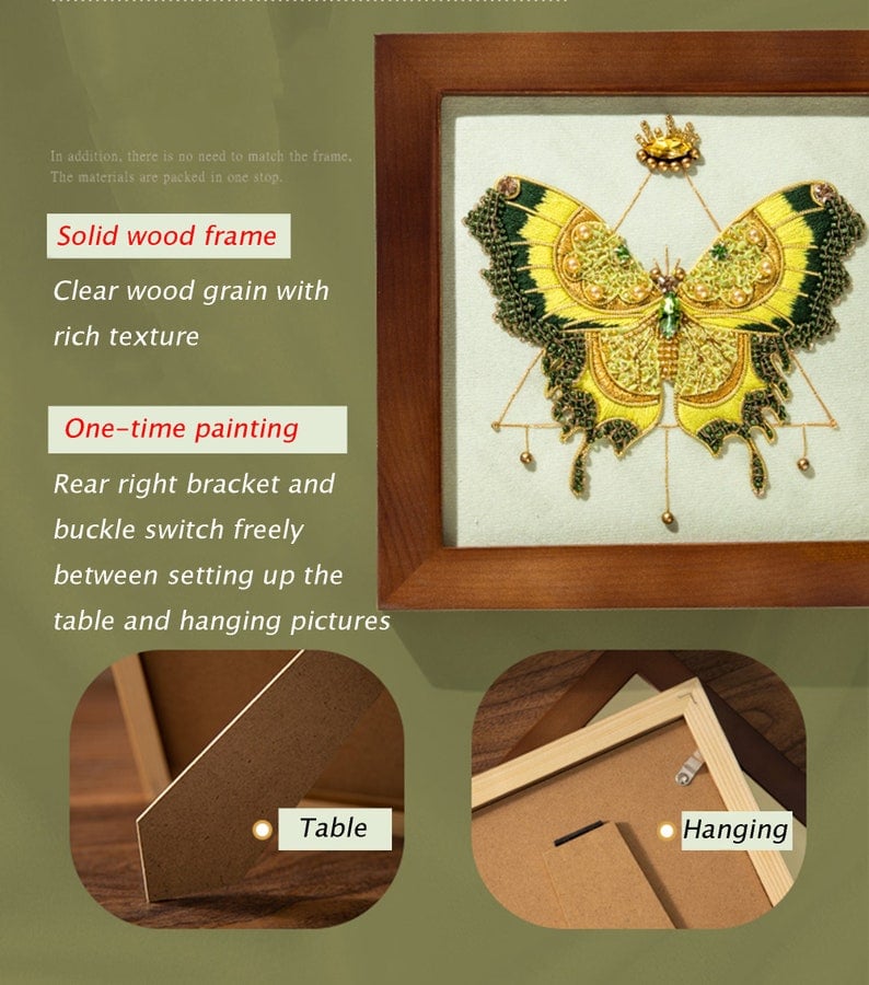 Butterfly Cross Stitch Decor DIY Embroidery Kit (Comes With Photo Frame)